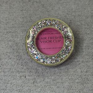 Bath Body Works Retired Pink Glitter Scentportable Car Air Freshener Visor Clip